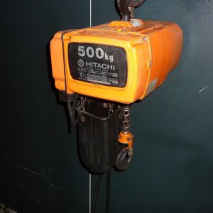 日立 500kg 電動チェーンブロック トロリー・ケーブルハンガー付 