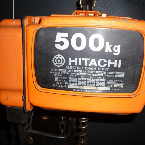 日立 500kg 電動チェーンブロック トロリー・ケーブルハンガー付 